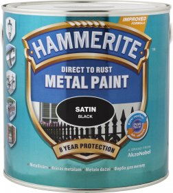 Dažai HAMMERITE SATIN FINISH, juodi, 0,75 l