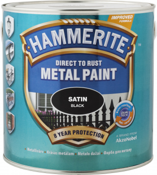 Dažai HAMMERITE SATIN FINISH, juodi, 5 l