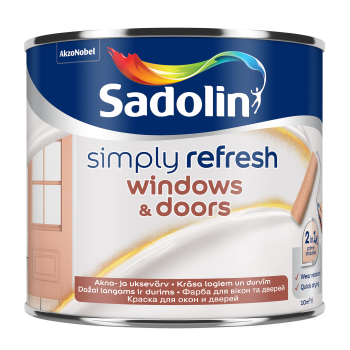 Dažai Sadolin SIMPLY REFRESH WINDOWS & DOORS, BW (balta),  0.5l