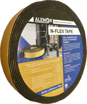 Lipni sintetinio kaučiuko juosta Alenor N-Flex Rubber 3 x 50mm x 15m